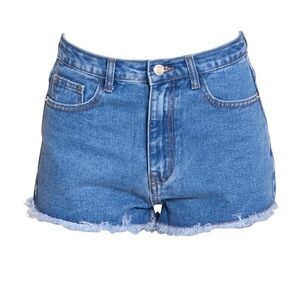 PrettyLittleThing Blue Jean Shorts Distressed Cut-Off​